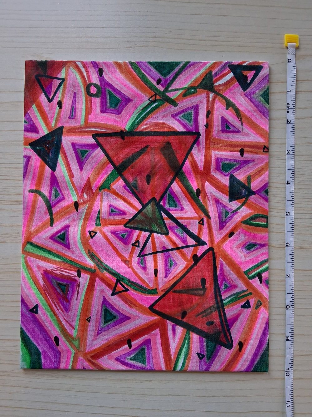 "Summer Watermelon": Geometric Abstract Canvas Art - Picture 3 of 4